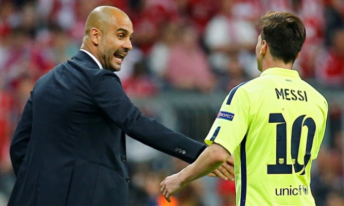 Pep Guardiola ca ngợi Messi. (Nguồn: Reuters)